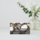 抽象芸術金ゴールド銀金属合金構造ブシン 名刺 (スタンド正面)