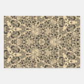 抽象芸術金ゴールド、セピア、グレー、黄 ラッピングペーパーシート (正面3)