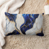 抽象芸術金ゴールド、白および王室の青 ランバークッション (ブランケット)