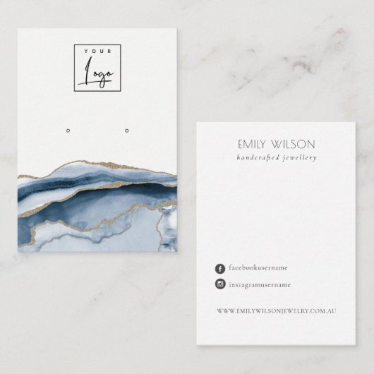 抽象芸術金ゴールドAdage Navy Stud Earingロゴの表示 名刺 (正面/裏面)