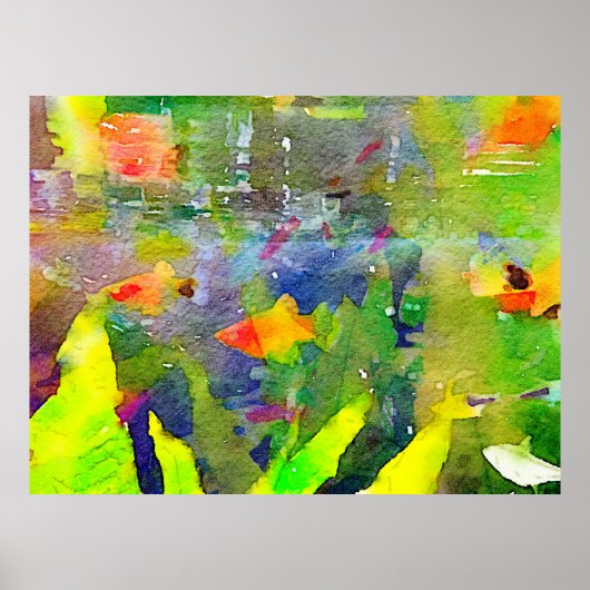 抽象芸術金魚鉢の水族館の水彩2 ポスター (正面)