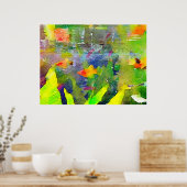 抽象芸術金魚鉢の水族館の水彩2 ポスター (キッチン)