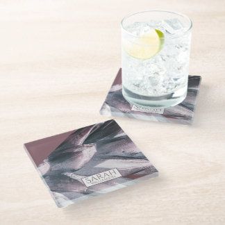 抽象芸術銀パイナップルスパイク ガラスコースター