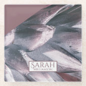 抽象芸術銀パイナップルスパイク ガラスコースター (正面)