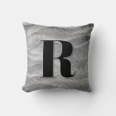 抽象芸術銀ブラシ仕上げ金属モノグラム クッション (正面)