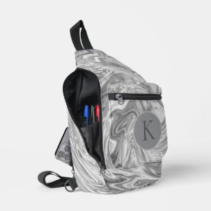 抽象芸術銀大理石渦巻形のおもしろい スリングバッグ