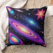 抽象芸術銀河系シーン(星、惑星) クッション (ブランケット)