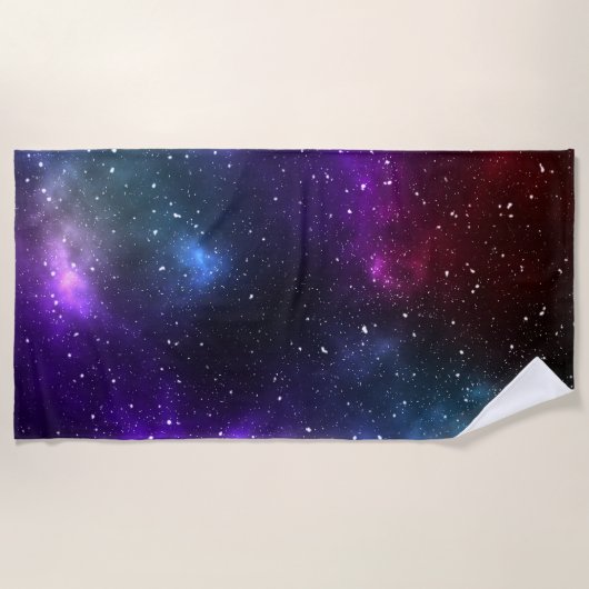 抽象芸術銀河系星座デジタルアート ビーチタオル (正面)