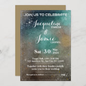 抽象芸術銀河系水彩結婚式招待状カード 招待状 (正面/裏面)