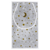 抽象芸術銀紙金ゴールド星，月 スモールペーパーバッグ (裏面)