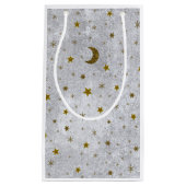 抽象芸術銀紙金ゴールド星，月 スモールペーパーバッグ (正面)