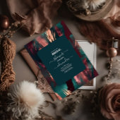 抽象芸術銅ダークグリーンほこりっぽいピンクブライダル 招待状