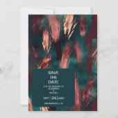 抽象芸術銅ダークグリーンほこりっぽいピンク結婚色 セーブザデート (正面)