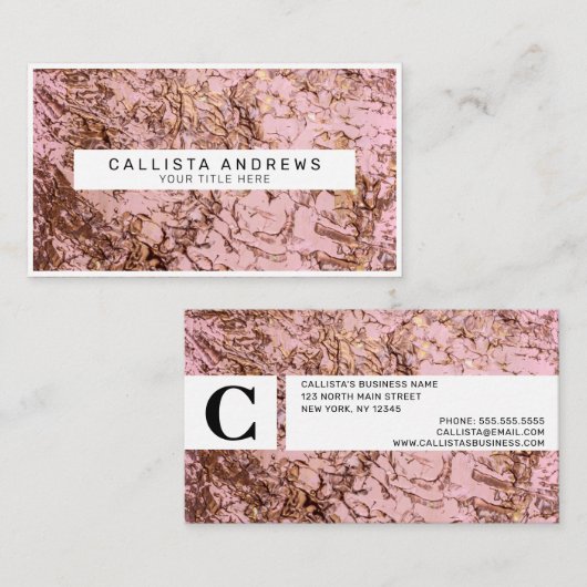 抽象芸術銅赤面ピンクアクリル絵画ズ 名刺 (正面/裏面)