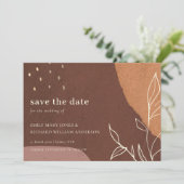 抽象芸術錆びたオレンジの葉の動物が日付カードを保存 サンキューカード (スタンド正面)