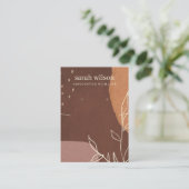 抽象芸術錆オレンジリーフネックレスイヤリングディスプレイ 名刺 (スタンド正面)