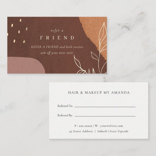 抽象芸術錆オレンジ色の葉が友人を参照 名刺 (正面/裏面)