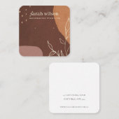 抽象芸術錆オレンジ色の葉の葉のイヤリングディスプレイ スクエア名刺 (正面/裏面)