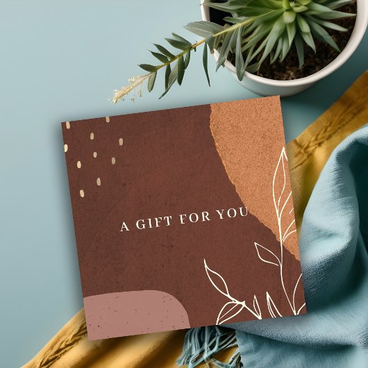 抽象芸術錆オレンジ葉の葉のギフト証明書 スクエア名刺