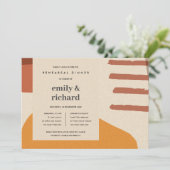 抽象芸術錆モダン黄色アートリハーサルディナー 招待状 (スタンド正面)