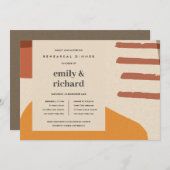 抽象芸術錆モダン黄色アートリハーサルディナー 招待状 (正面/裏面)