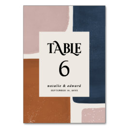 抽象芸術錆、濃紺、ピンクモダンコンテンポラリー テーブルナンバー