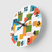 抽象芸術長方形と線 ラウンド壁時計 (傾斜)