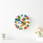 抽象芸術長方形と線 ラウンド壁時計 (ホーム)