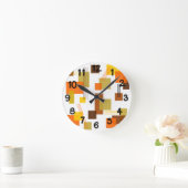 抽象芸術長方形と線 ラウンド壁時計 (ホーム)