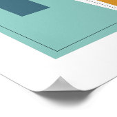 抽象芸術長方形ターコイズグリーンミッドセンチュリー ポスター (角)