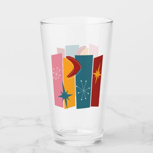 抽象芸術長方形ブーメランスターミッドセンチュリー タンブラーグラス (正面)