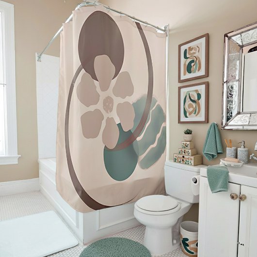 抽象芸術陰陽花ミニマリスト シャワーカーテン