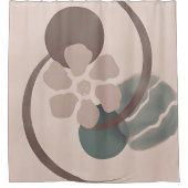 抽象芸術陰陽花ミニマリスト シャワーカーテン (正面)