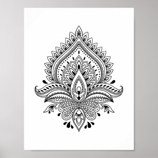 抽象芸術陰陽Mandala Poster 8.5" x 11" ポスター (正面)