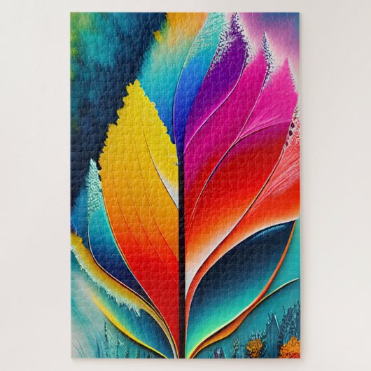 抽象芸術離れ水の色絵画の ジグソーパズル (縦)