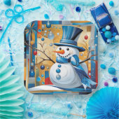 抽象芸術雪だるま ペーパープレート (パーティー)