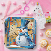 抽象芸術雪だるま ペーパープレート (パーティー)