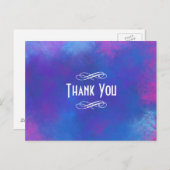 抽象芸術雲ピンク紫と青ありがとう ポストカード (正面/裏面)