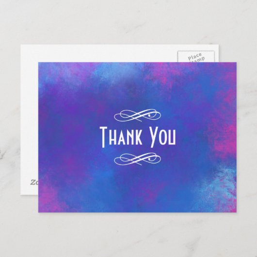 抽象芸術雲ピンク紫と青ありがとう ポストカード (正面/裏面)