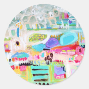 抽象芸術雲 ラウンドシール