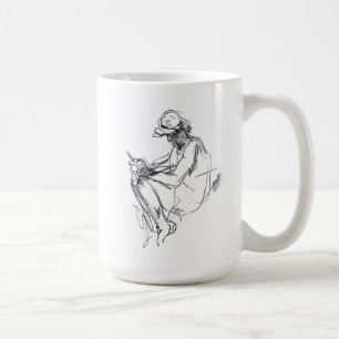 抽象芸術電話中毒スケッチ コーヒーマグカップ