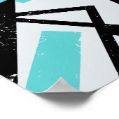 抽象芸術青い四角形の黒い線の幾何学模様 ポスター (角)