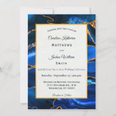 抽象芸術青い瑪瑙の水の結婚色 招待状 (正面)