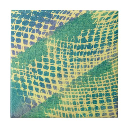 抽象芸術青い緑の紫のパターンタイル タイル (正面)