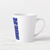 抽象芸術青い花パターン カフェラテマグ (右)