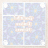 抽象芸術青い花パターン ガラスコースター (裏面)