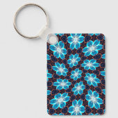 抽象芸術青い花パターン キーホルダー (正面)