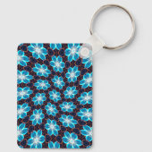 抽象芸術青い花パターン キーホルダー (裏面)