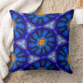 抽象芸術青い花パターン クッション (ブランケット)