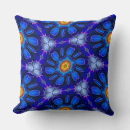 抽象芸術青い花パターン クッション